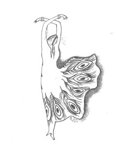 Woman-in-peacock-dress